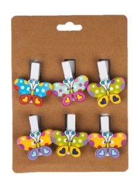 Прищепка  6шт. бабочки с сердечками 2,2х3,5см