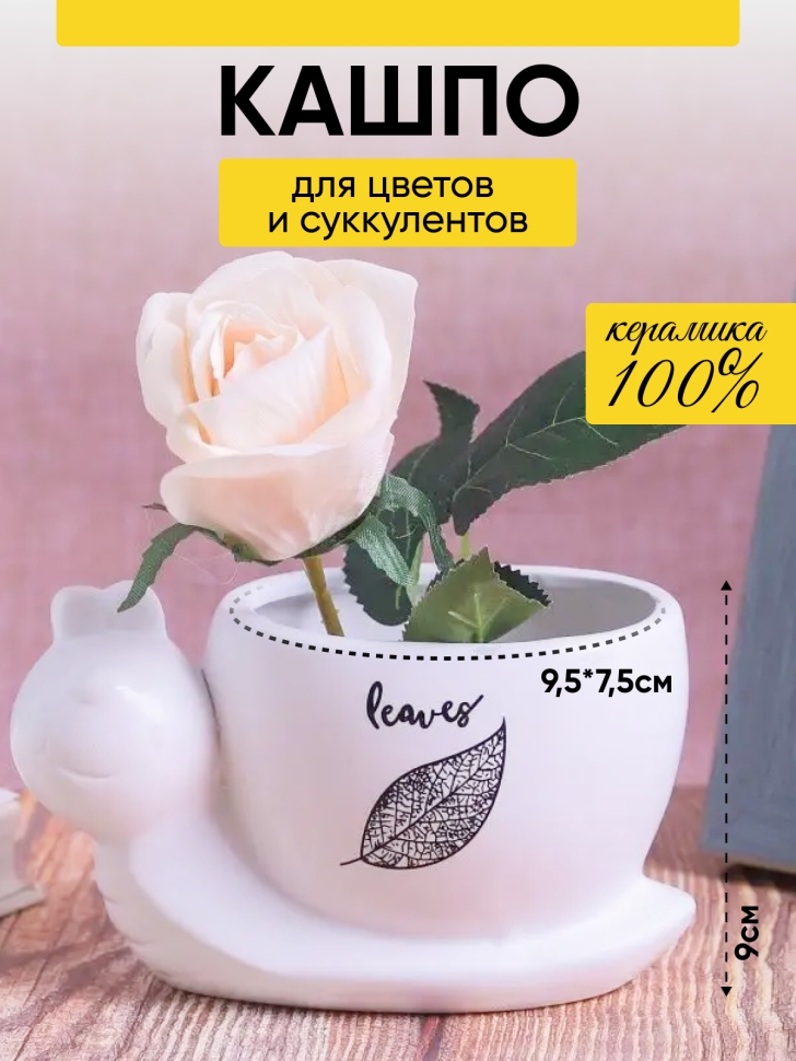 Кашпо керамика 15,7х9х8,9см улитка Кашпо керамика 15,7х9х8,9см улитка