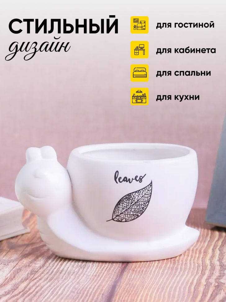 Кашпо керамика 15,7х9х8,9см улитка Кашпо керамика 15,7х9х8,9см улитка