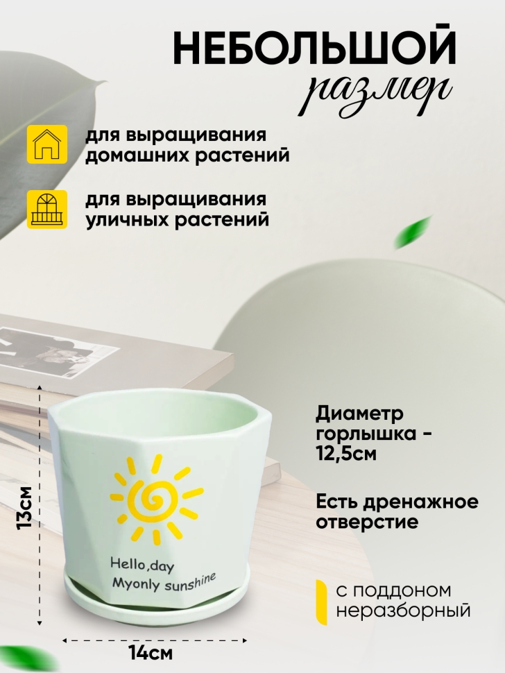 Кашпо керамика 14х14х13см WZ006 мятный