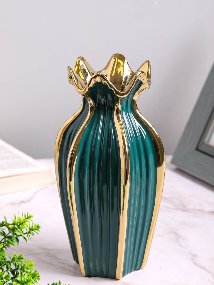 Ваза керамика 25,5х13см ZG 2012-2 зеленый темный