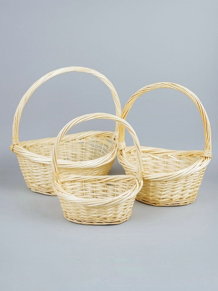 Корзина плетеная (ива) 3шт 44х34х42см выбеленный