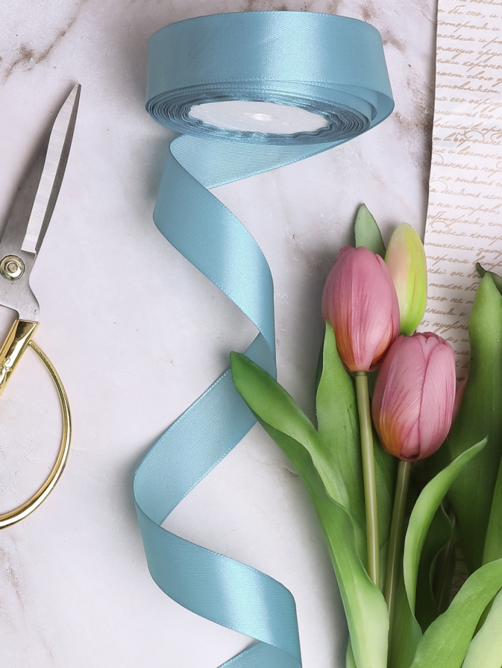 Лента атласная 25мм х 25 ярд JD аквамарин Лента атласная 25мм х 25 ярд JD аквамарин