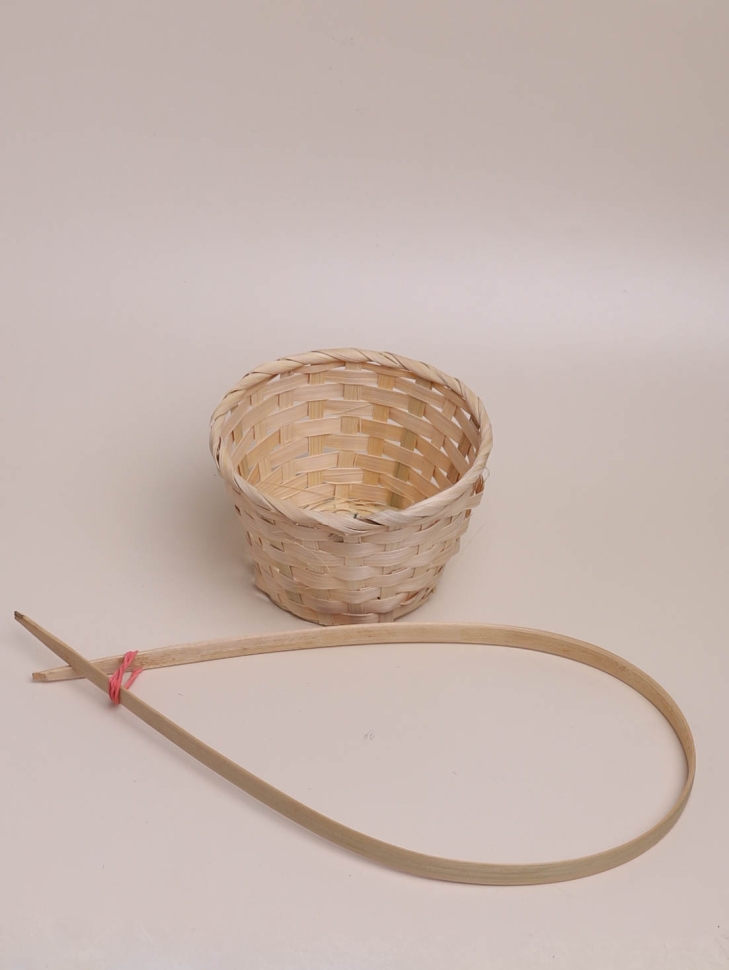 Кашпо плетеное бамбук D13x9.5/28см натуральный + ручка