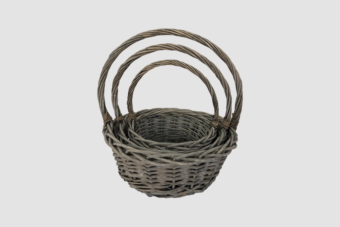 Корзина плетеная (ива) 3шт 34х34х36см M-28-47 серый Корзина плетеная (ива) 3шт 34х34х36см M-28-47 серый