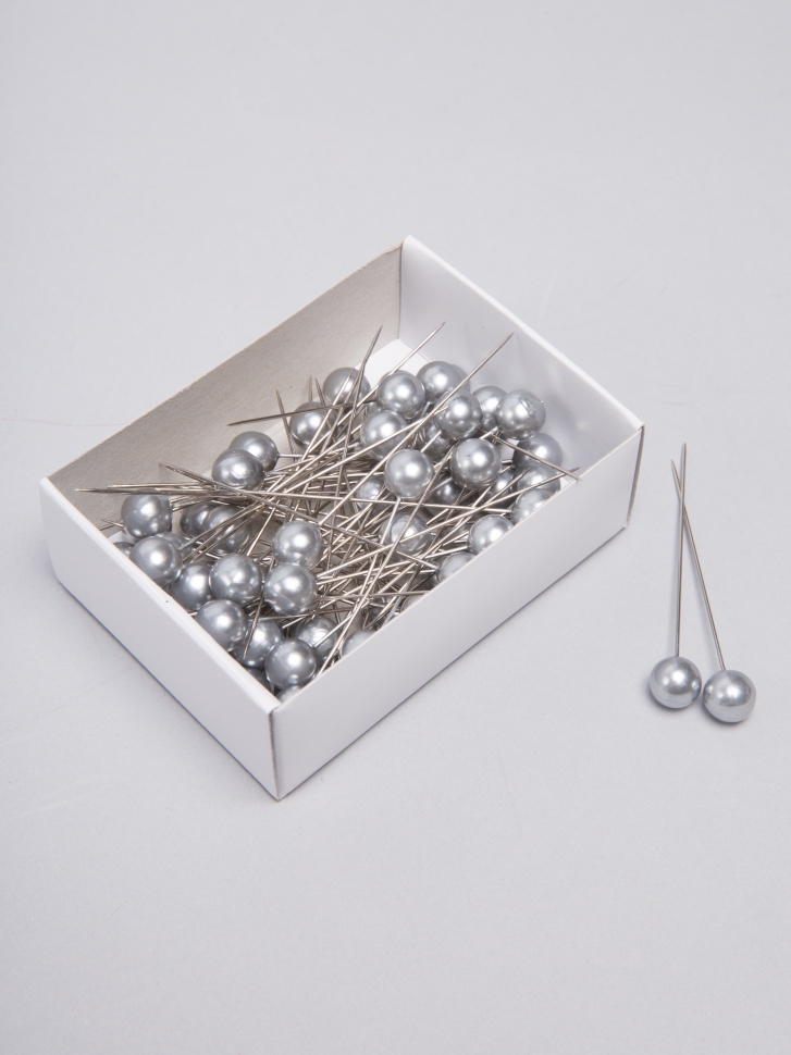 Булавка с бусинкой 6,5см, 72шт серебряный