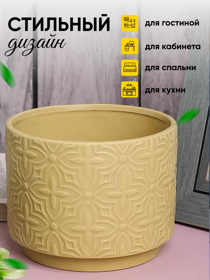 Кашпо керамика 17х17х13см 2301-4207 желтый