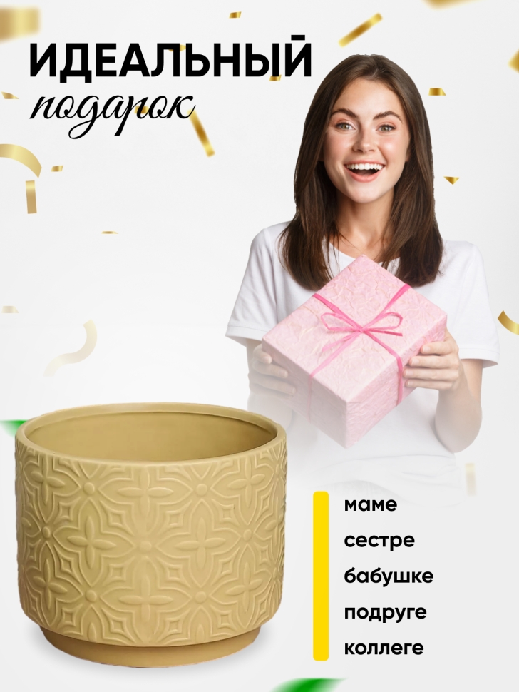 Кашпо керамика 17х17х13см 2301-4207 желтый