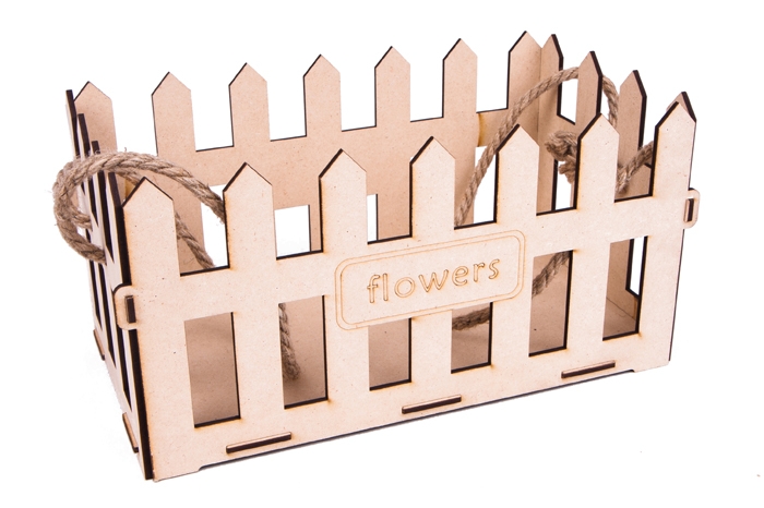 Упаковка для букетов из дерева Забор 13.5х14х26см