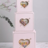 Коробка квадрат набор из 3шт 21,5x21,5x10см сердце розовый Коробка квадрат набор из 3шт 21,5x21,5x10см сердце розовый