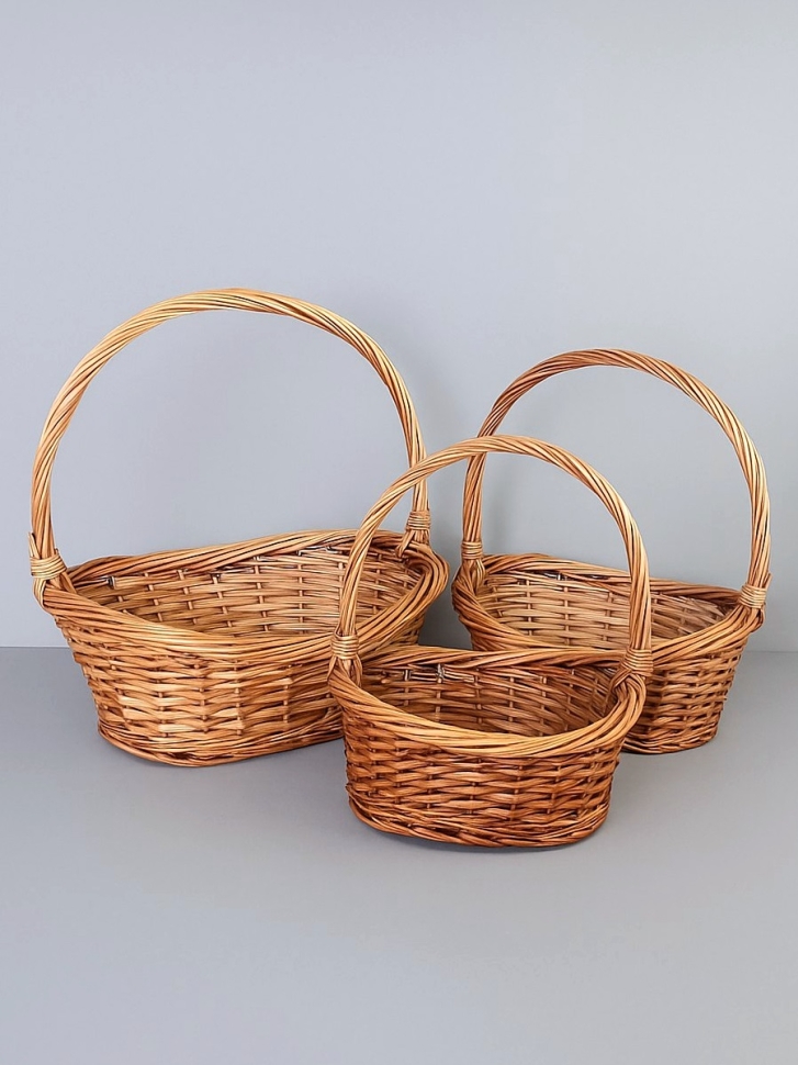 Корзина плетеная (ива) 3шт 44х34х42см коричневый светлый Корзина плетеная (ива) 3шт 44х34х42см коричневый светлый