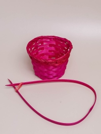 Кашпо плетеное бамбук D13x9.5/28см розовый + ручка