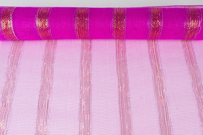 Сетка Максима с золотой полосой 53см x 6.5м ярко-розовая