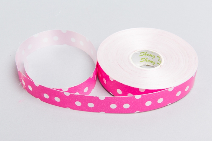 Лента простая 2/50 горох розовая