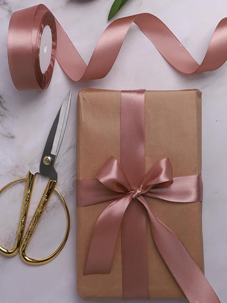 Лента атласная 25мм х 25 ярд  JD мокко