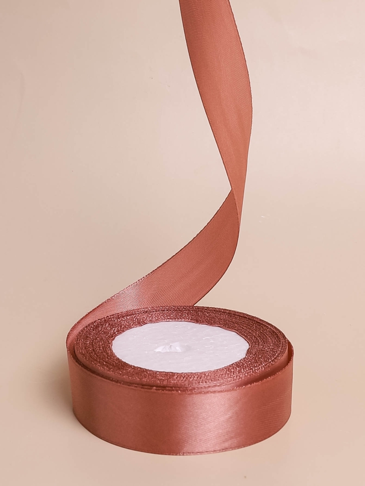 Лента атласная 25мм х 25 ярд  JD мокко