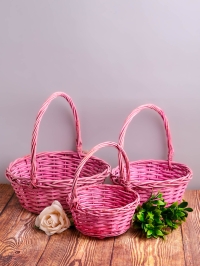 Корзина плетеная (ива) 3шт 34х34х36см M-28-48 розовый