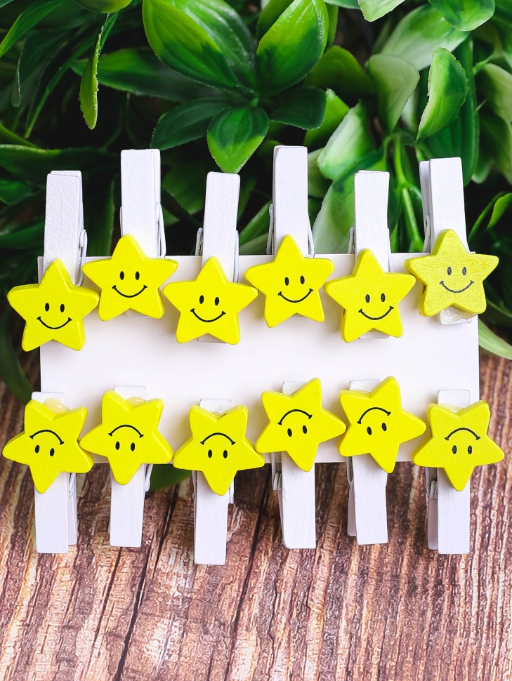 Прищепка 12шт. Звездочка 3,5х2 см