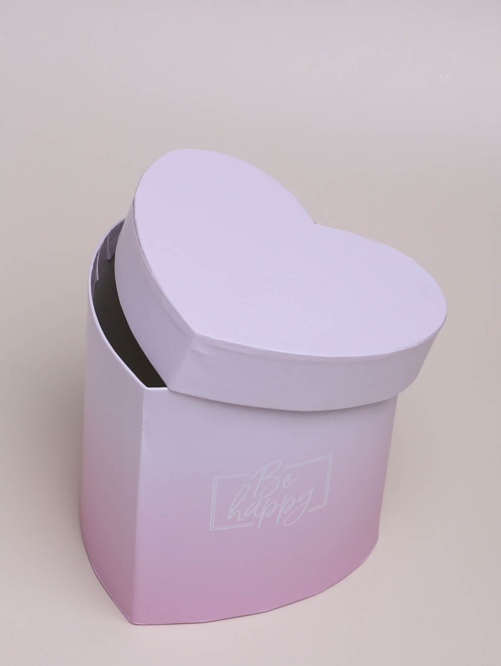 Коробка Сердце 12х10,5х10,8см Be happy градиент розовый