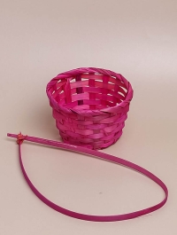 Кашпо плетеное бамбук D13x9.5/28см светло-розовый + ручка
