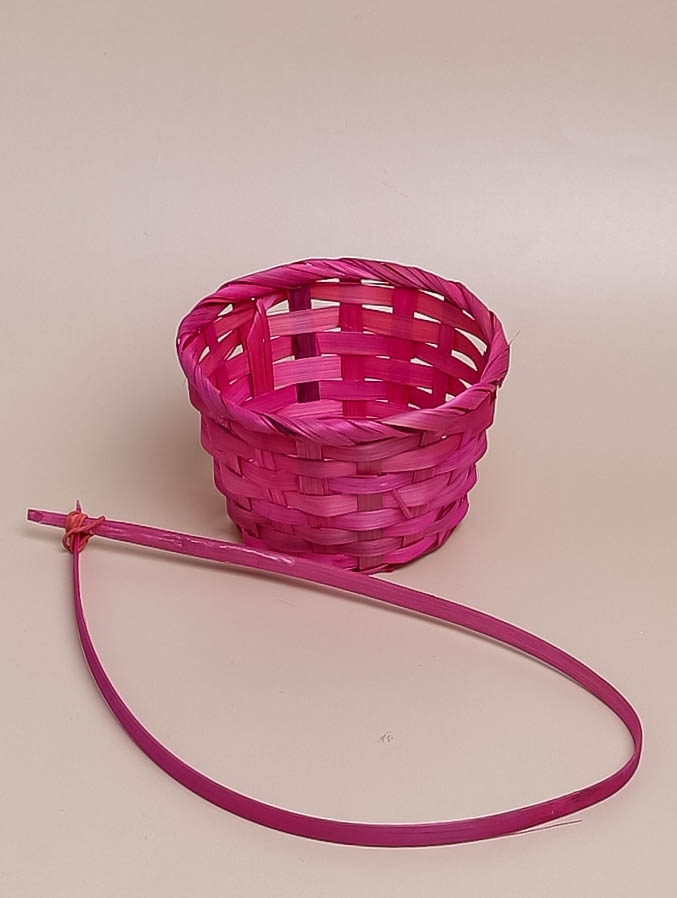 Кашпо плетеное бамбук D13x9.5/28см светло-розовый + ручка