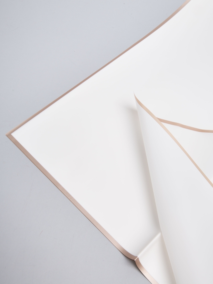 Пленка матовая 58смх58см 10 листов 50мкм кант Розовое золото, белый