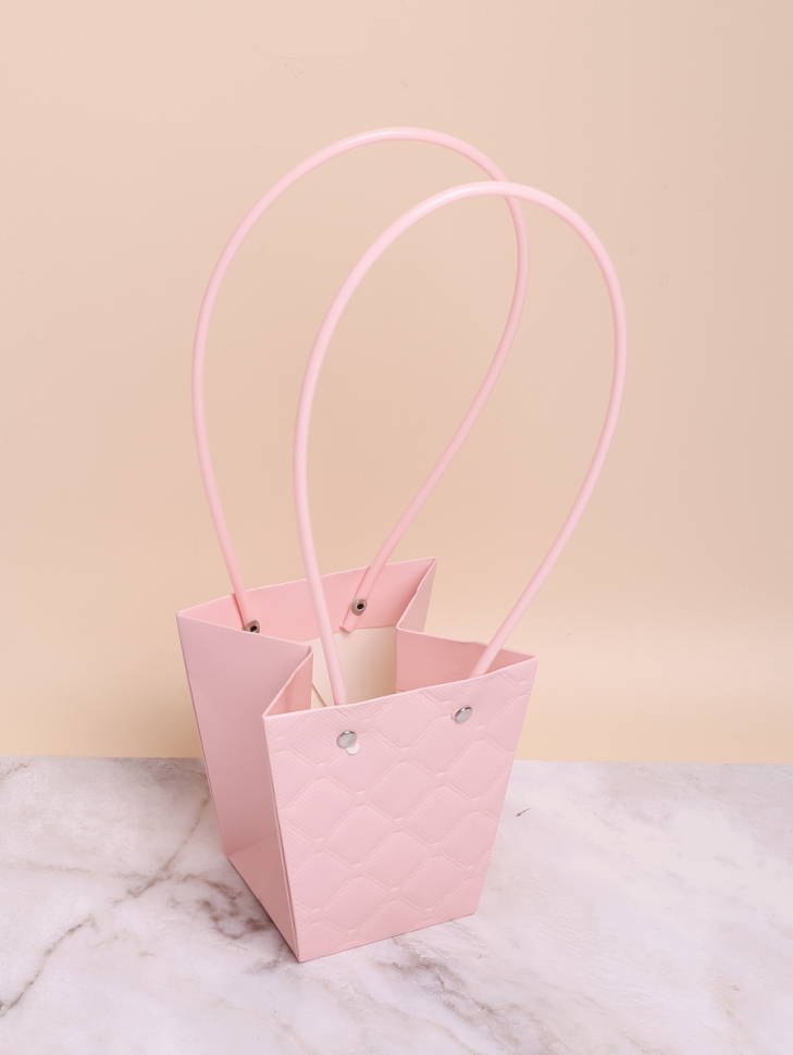 Сумочка для цветов 12х8х12,5см 3D М14 розовый светлый Сумочка для цветов 12х8х12,5см 3D М14 розовый светлый