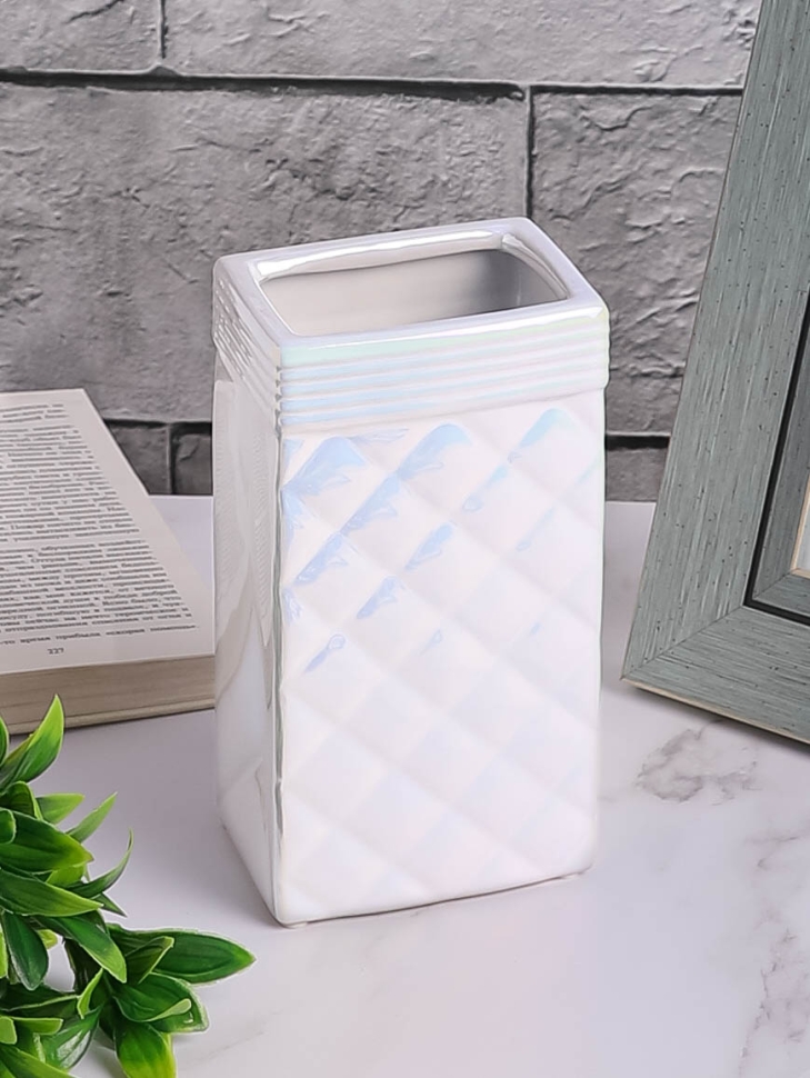 Ваза керамика 18х10х7,5см 8902C-07 Перламутр белый