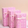 Коробка прямоугольник набор из  3шт 23х16х9см монпансье с бантом розовый