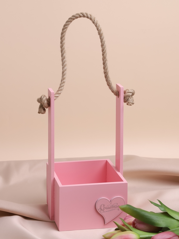 Ящик Флора H23/8,3х12,5см № 7 с декором розовый Ящик Флора H23/8,3х12,5см № 7 с декором розовый