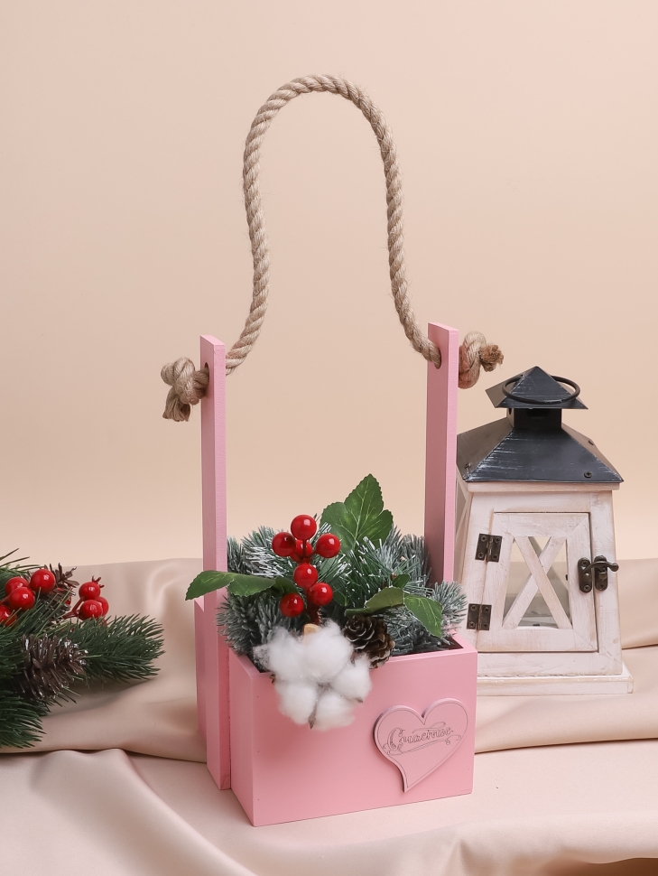 Ящик Флора H23/8,3х12,5см № 7 с декором розовый Ящик Флора H23/8,3х12,5см № 7 с декором розовый