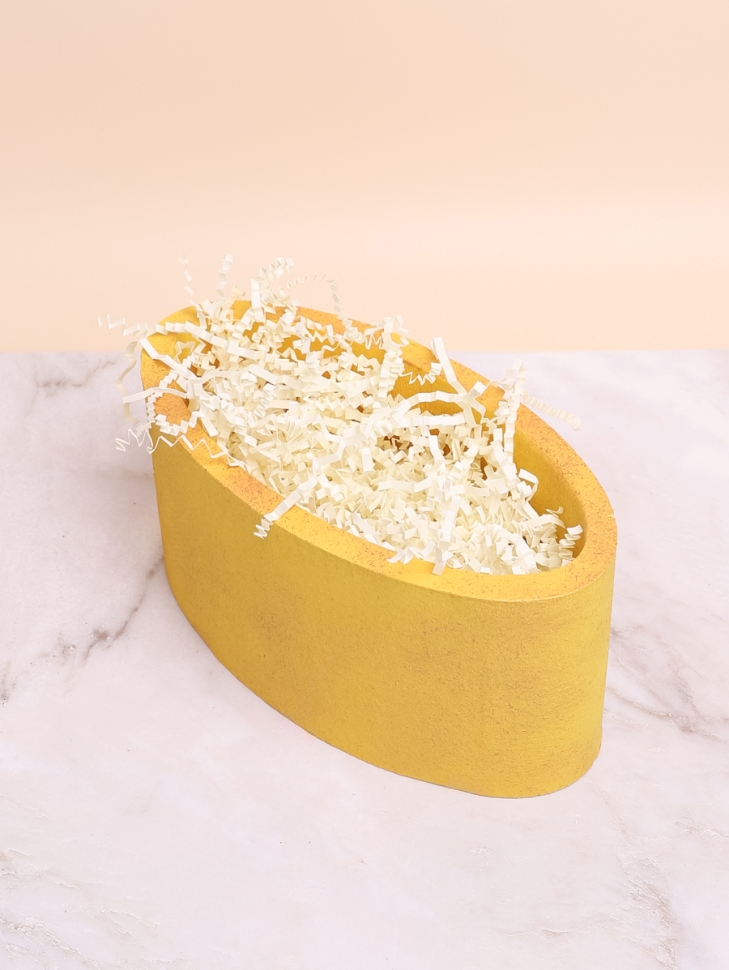 Пенобокс для цветов 16х15х10см Овальный перламутр желтый