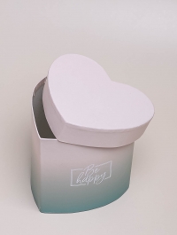 Коробка Сердце 12х10,5х10,8см Be happy градиент зеленый