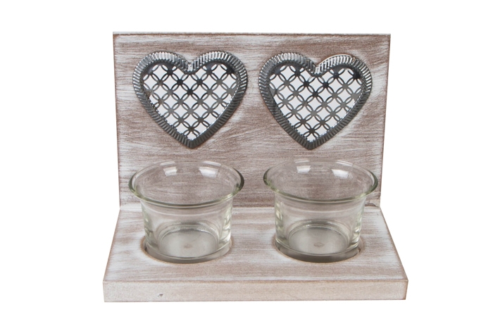 Подсвечник сердца на 2 свечи 16х12х10см