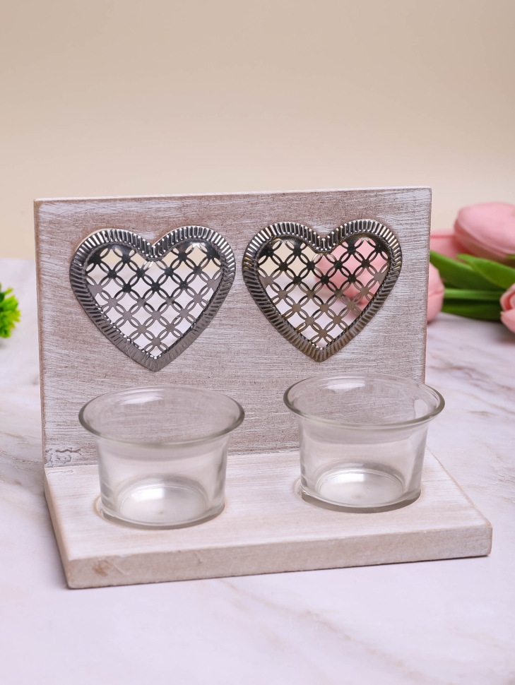 Подсвечник сердца на 2 свечи 16х12х10см