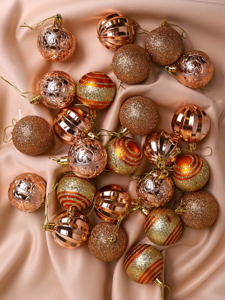 Игрушка елочная Шар  d5см набор 24шт Сияние золотой