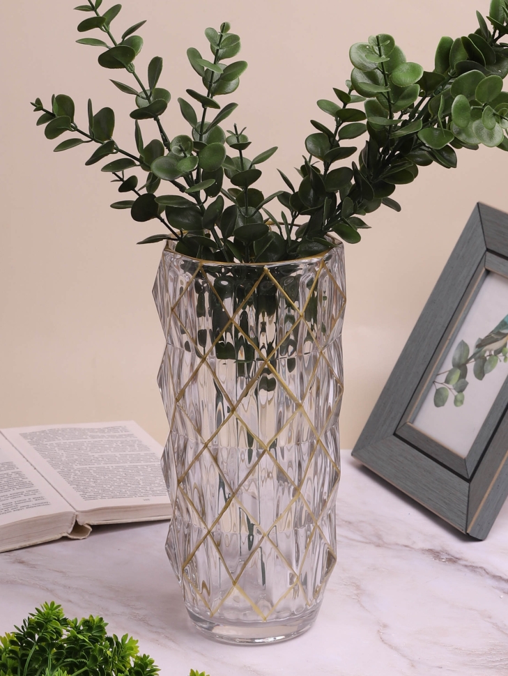 Ваза стекло Неоклассика h28 d12,5см К ромбы