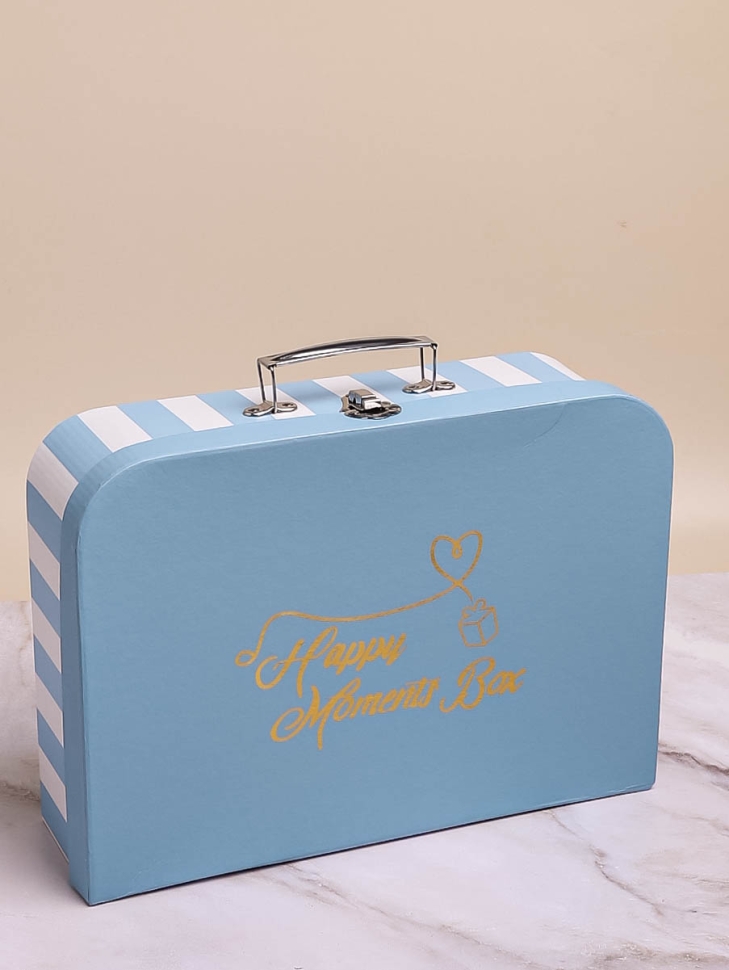 Коробка чемодан 22x14x7см полоски голубой Коробка чемодан 22x14x7см полоски голубой