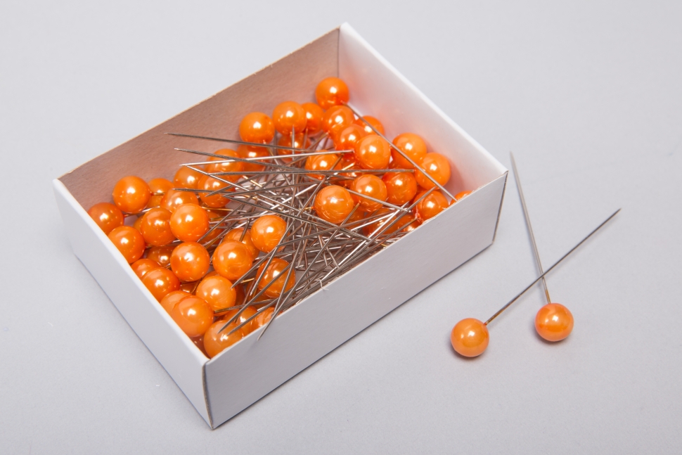 Булавка с бусинкой 6,5см, 72шт оранжевый