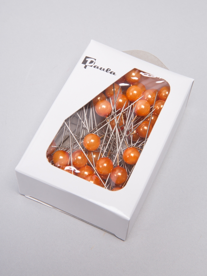 Булавка с бусинкой 6,5см, 72шт оранжевый