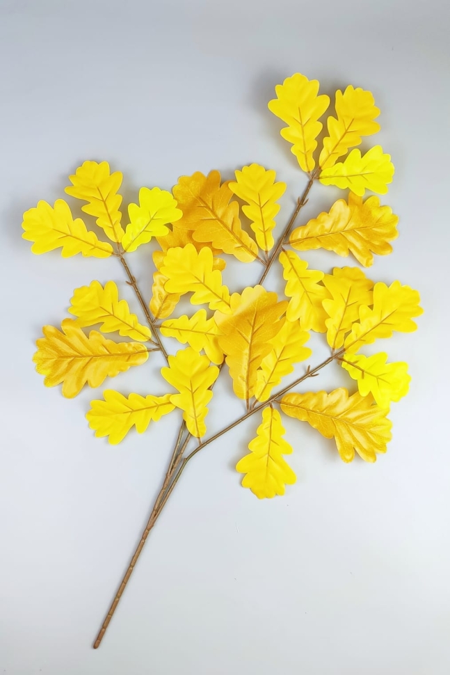 ИЦ Ветка Дуб 66см 3 ветки желтый ИЦ Ветка Дуб 66см 3 ветки желтый