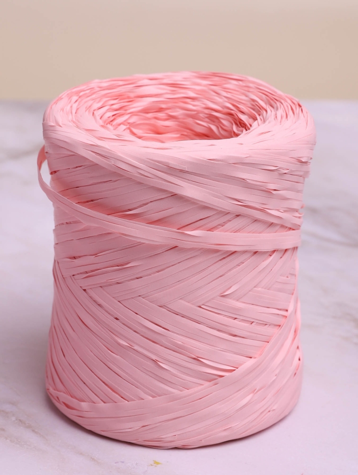 Рафия синтетическая, 200м PL 14 светло-розовая