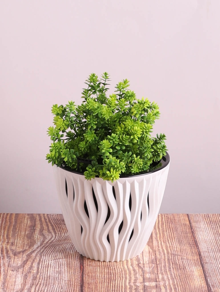 Кашпо из пластика "Вдохновение" 3л. h16,5см,d19.5см белый/ черный