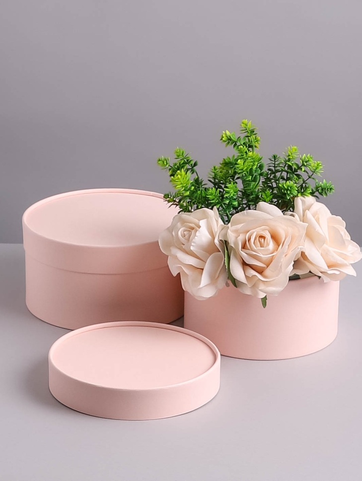 Коробка круг набор из 2шт. d21хh11см - d18хh10см розовый французский