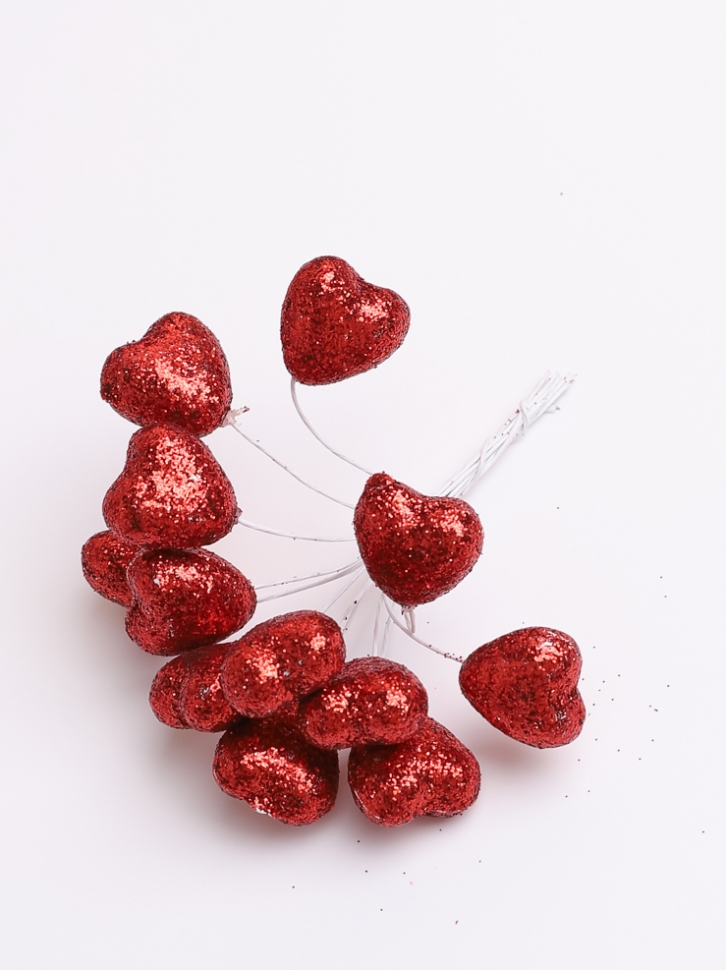 Сердце на проволоке d1,8х9см 12 шт красный 