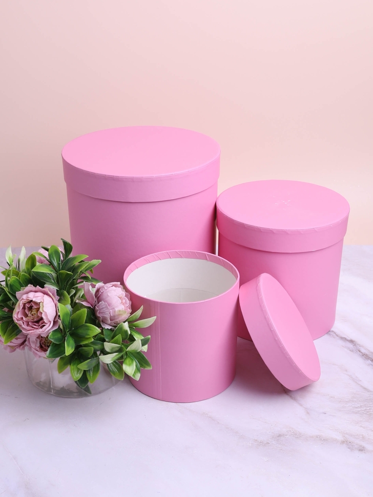 Коробка цилиндр набор из 3шт К d20хh22 - d13,5хh13см розовый Коробка цилиндр набор из 3шт К d20хh22 - d13,5хh13см розовый