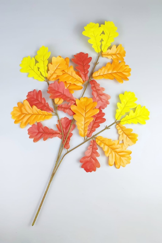 ИЦ Ветка Дуб 66см 3 ветки оранжевый комби