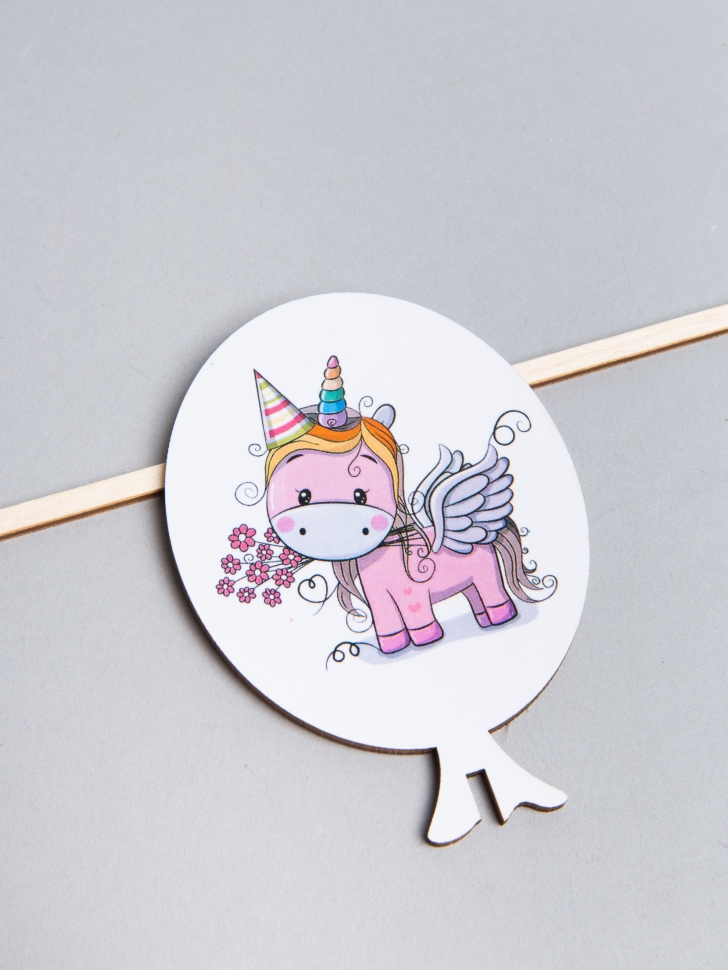 Вставка деревянная  Шар  7,5х10,5см Единорожка! Ш20