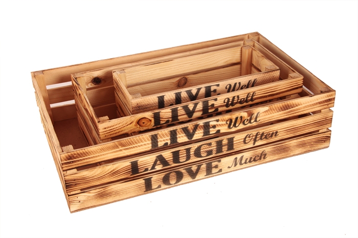 Ящик деревянный интерьерный набор 3шт 50х30х12см  "Live" экзотик