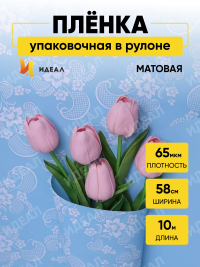 Пленка матовая  65мкм 58см х 10м РЦ Ажурные цветы голубой